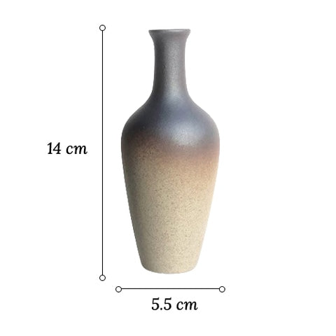 Vase Bouteille en Grès Émaillé Bicolore