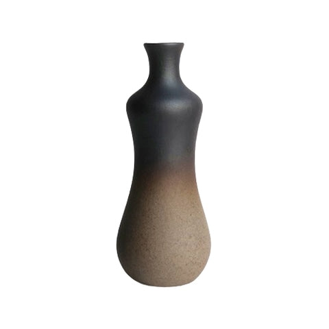 Vase Bouteille en Grès Émaillé Bicolore