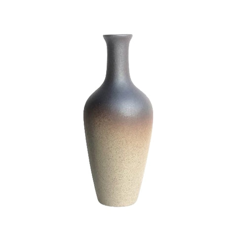 Vase Bouteille en Grès Émaillé Bicolore