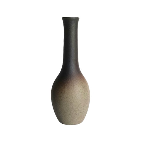 Vase Bouteille en Grès Émaillé Bicolore