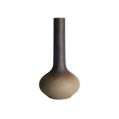 Vase Bouteille en Grès Émaillé Bicolore