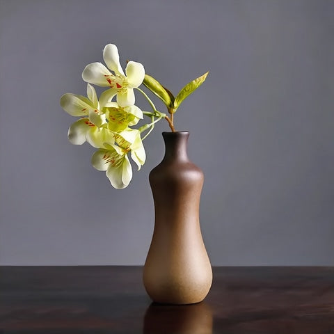 Vase Bouteille en Grès Émaillé Bicolore