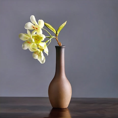 Vase Bouteille en Grès Émaillé Bicolore