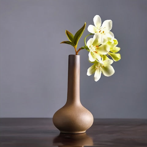 Vase Bouteille en Grès Émaillé Bicolore