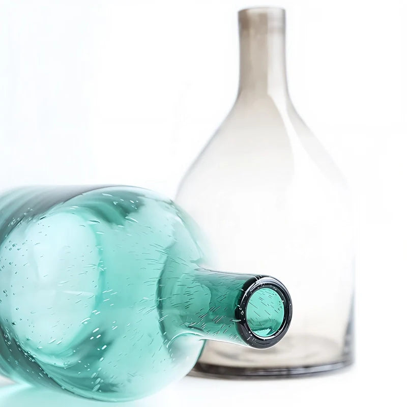 Vase Bouteille Verre Bullé Coloré