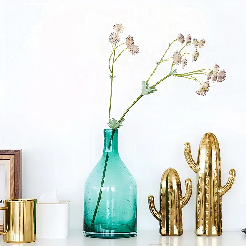 Vase Bouteille Verre Bullé Coloré