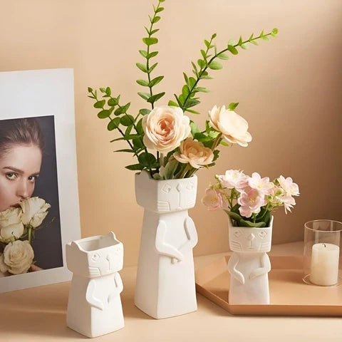 Vase Chat Blanc Design Créatif