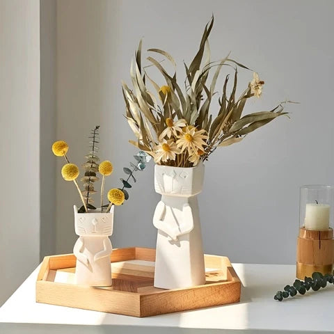 Vase Chat Blanc Design Créatif