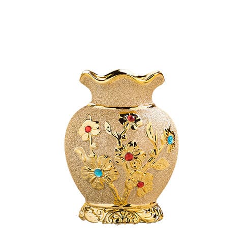 Vase Chic Relief Floral Couleur Or