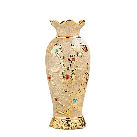 Vase Chic Relief Floral Couleur Or