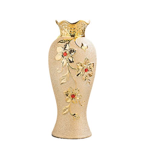 Vase Chic Relief Floral Couleur Or