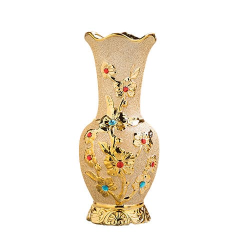 Vase Chic Relief Floral Couleur Or