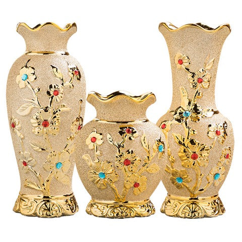 Vase Chic Relief Floral Couleur Or