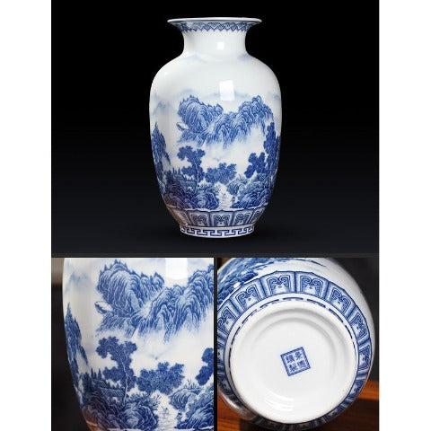 Vase Chinois Ancien Paysage ou Poissons