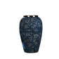 Vase Bleu Chinois Motif Fleurs Col Argenté