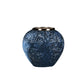 Vase Bleu Chinois Motif Fleurs Col Argenté