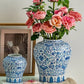Vase Chinois Bleu et Blanc Motif Fleurs