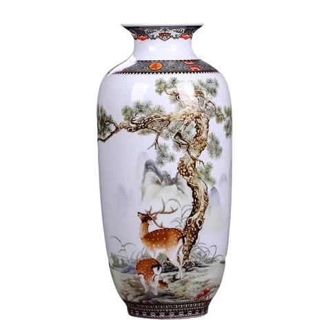 Vase Chinois Peint Motifs Animaux