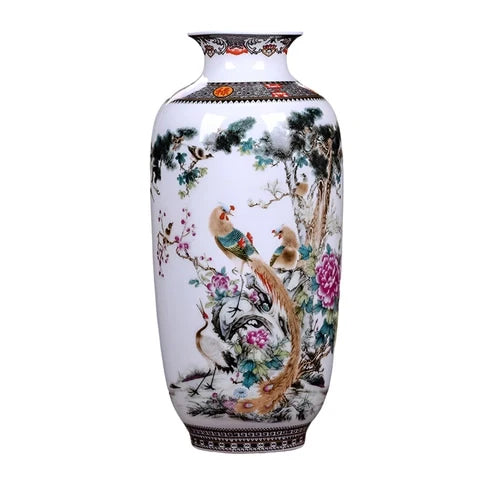 Vase Chinois Peint Motifs Animaux
