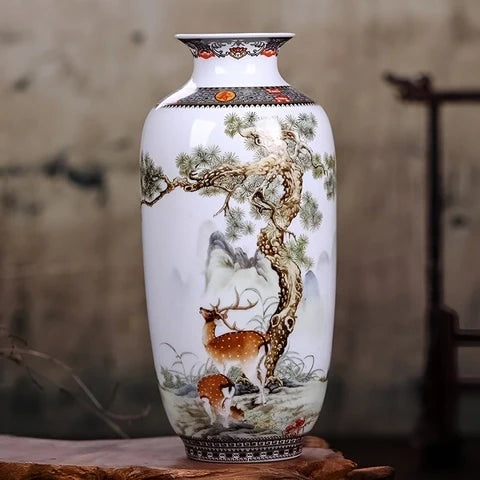 Vase Chinois Peint Motifs Animaux