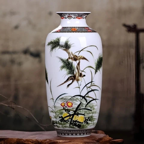 Vase Chinois Peint Motifs Animaux