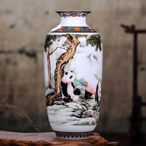 Vase Chinois Peint Motifs Animaux