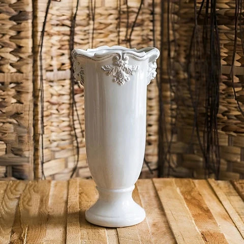 Vase Colonne Blanche sur Pied