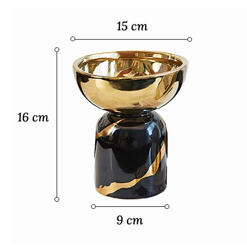 Vase Coupelle Noir et Doré