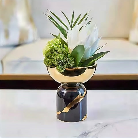 Vase Coupelle Noir et Doré