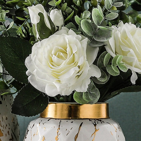 Vase Créatif Blanc ou Noir Doré Effet Marbre