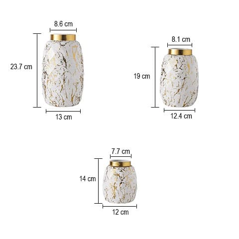 Vase Créatif Blanc ou Noir Doré Effet Marbre