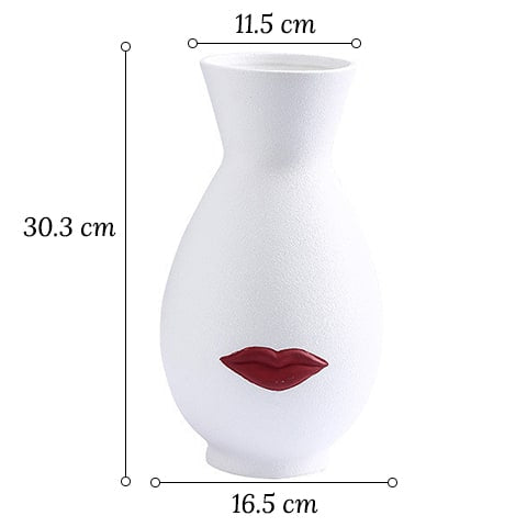 Vase Créatif Blanc ou Noir Lèvres Rouges