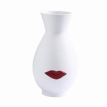 Vase Créatif Blanc ou Noir Lèvres Rouges