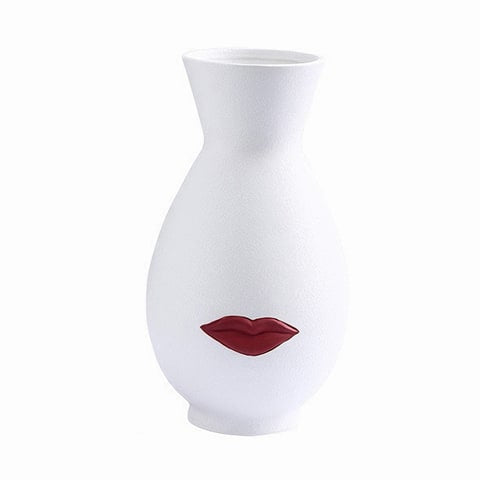 Vase Créatif Blanc ou Noir Lèvres Rouges