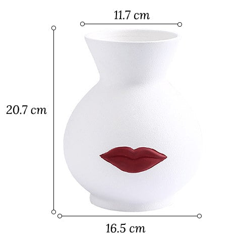 Vase Créatif Blanc ou Noir Lèvres Rouges