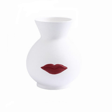 Vase Créatif Blanc ou Noir Lèvres Rouges