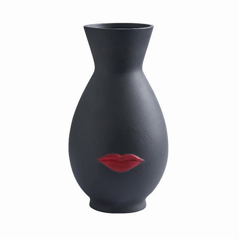 Vase Créatif Blanc ou Noir Lèvres Rouges