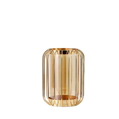 Vase Transparent Lanterne Dorée