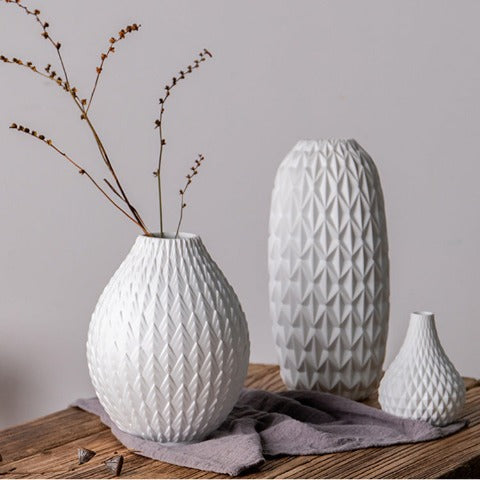 Vase Créatif Moderne à Motifs Blancs