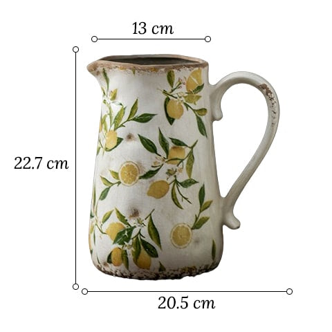 Vase Cruche Rétro Motifs Citron ou Rose