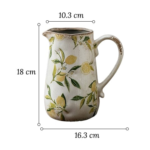 Vase Cruche Rétro Motifs Citron ou Rose