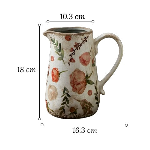 Vase Cruche Rétro Motifs Citron ou Rose