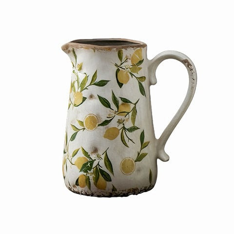 Vase Cruche Rétro Motifs Citron ou Rose