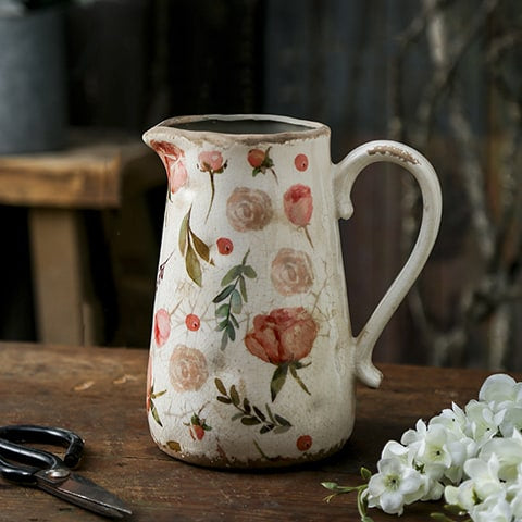 Vase Cruche Rétro Motifs Citron ou Rose