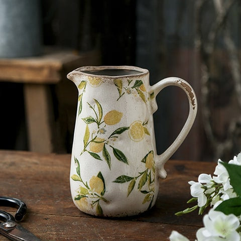 Vase Cruche Rétro Motifs Citron ou Rose