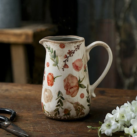 Vase Cruche Rétro Motifs Citron ou Rose