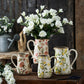 Vase Cruche Rétro Motifs Citron ou Rose