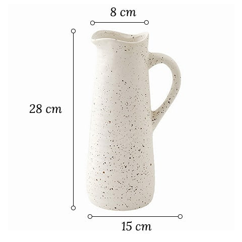 Vase Cruche Vintage Blanc Moucheté