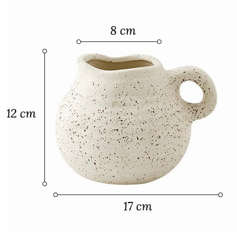Vase Cruche Vintage Blanc Moucheté