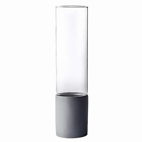 Vase Cylindrique Bi-Matière Transparent et Gris